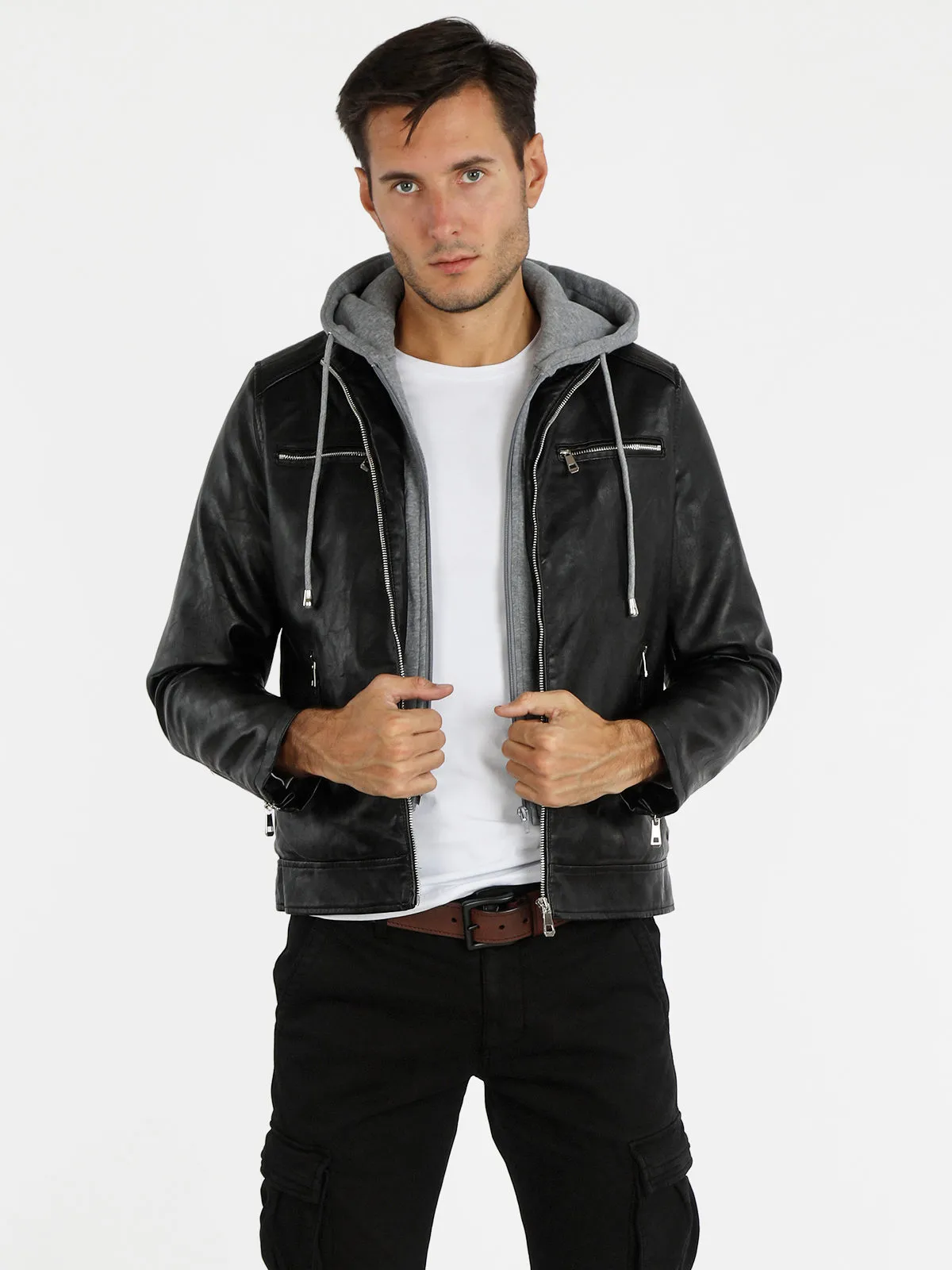 Solada Veste homme en éco-cuir avec intérieur polaire