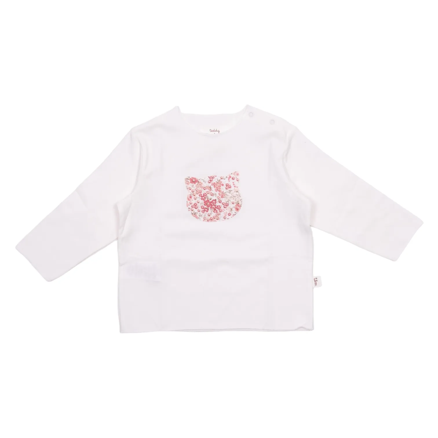 T-shirt bianca con patch per bambina