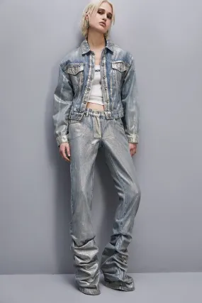 Veste en jean plaqué or