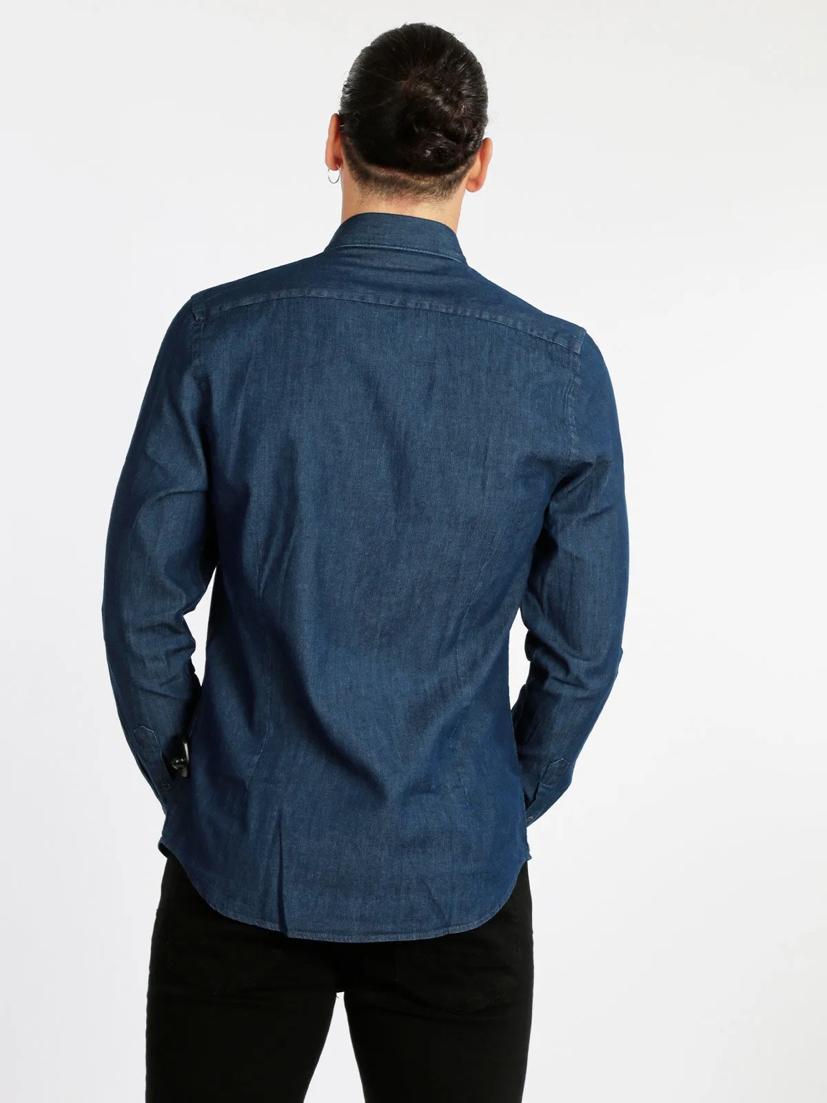 Warren Webber Chemise homme en coton effet jean