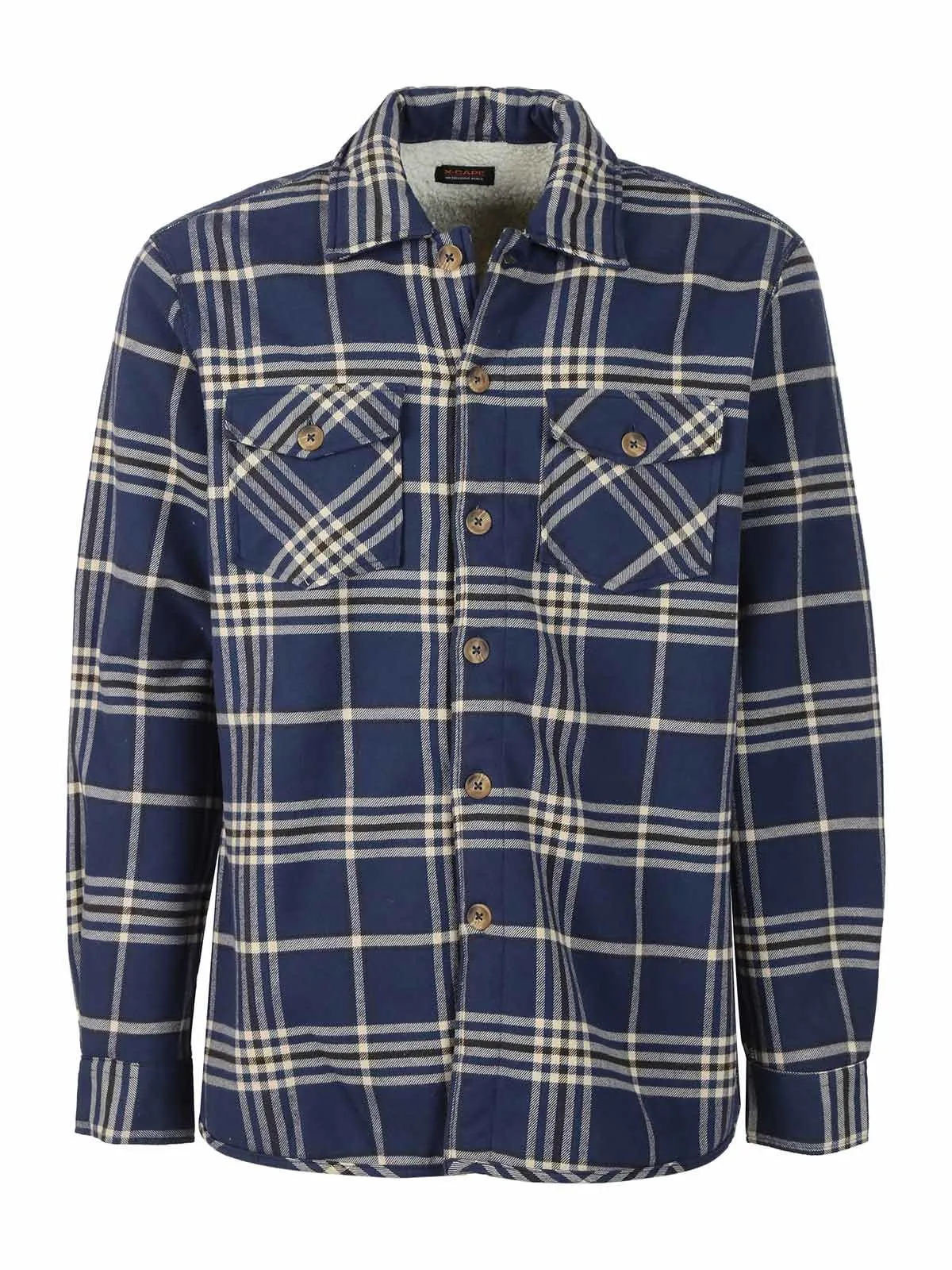 X-Cape Chemise homme à carreaux avec doublure en fourrure écologique